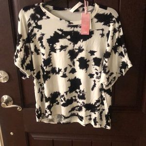NWT black and white slinky shirt from dillards